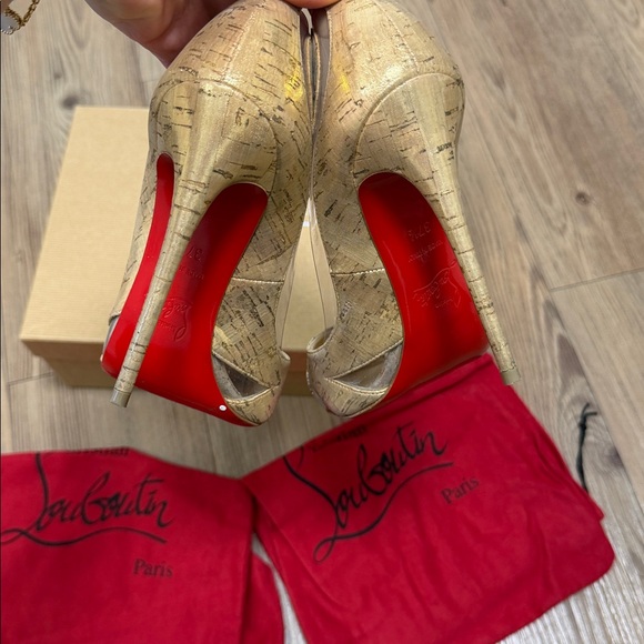 CHRISTIAN LOUBOUTIN - SILVER/GOLD 120 BLAKE IS BACK HEELS - SIZE 37.5 - Picture 14 of 15